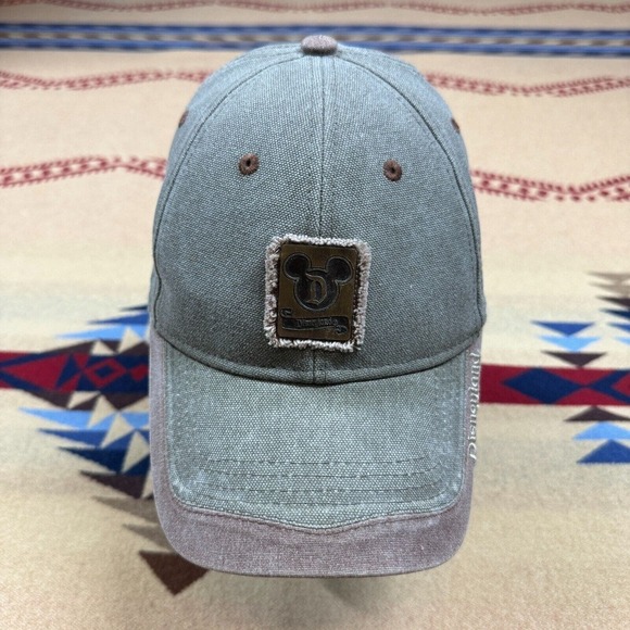Disney Other - Disneyland Canvas Hat Strapback Cap Faded Wash Metal Emblem Disney Parks